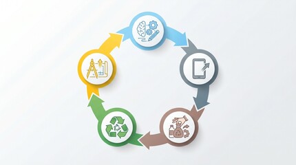 Fototapeta premium Circular Economy and Sustainable Product Life Cycle Infographic Diagram with Icons