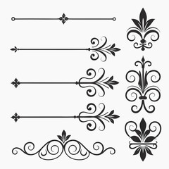 Calligraphic flourishes and fleur de lis set art. © josefuna11