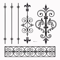 Wrought iron fence elements and decorative art. © josefuna11