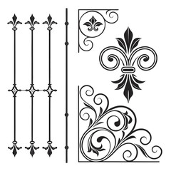 Fleur de lis fence and ornate corner balusters set. © josefuna11