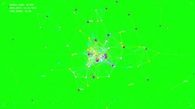 Neural network visualization, data hub, futuristic