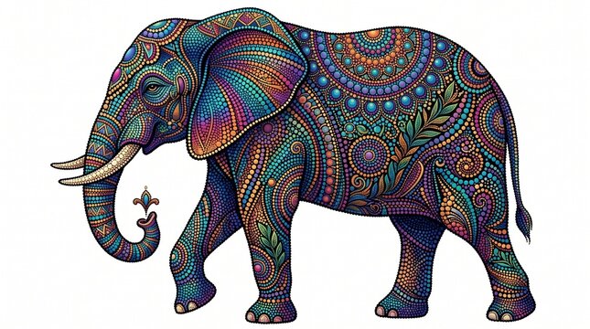 elephant dot art pointillism