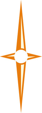 Orange Compass Rose Vector Icon &ndash; Navigation Direction Star Symbol