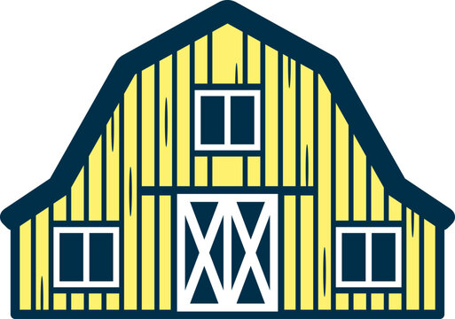 Yellow Wooden Barn Vector Icon &ndash; Traditional Farm Building Agriculture Illustration