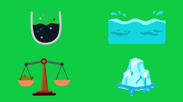 2D Animated Environmental and Justice Icons with Water and Climate Elements for Awareness Theme