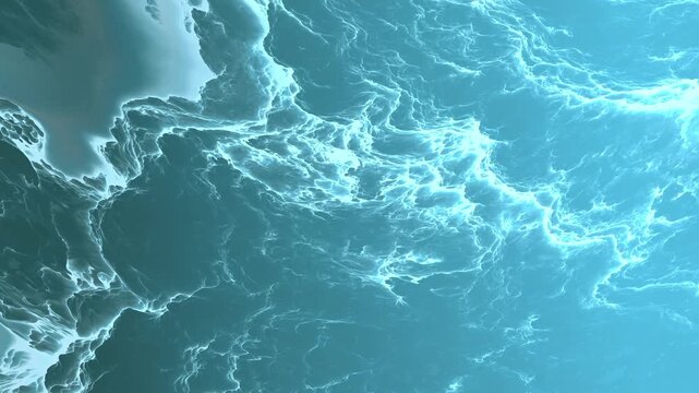 Blue ocean water motion featuring fluid waves, glowing currents and smooth liquid textures.
