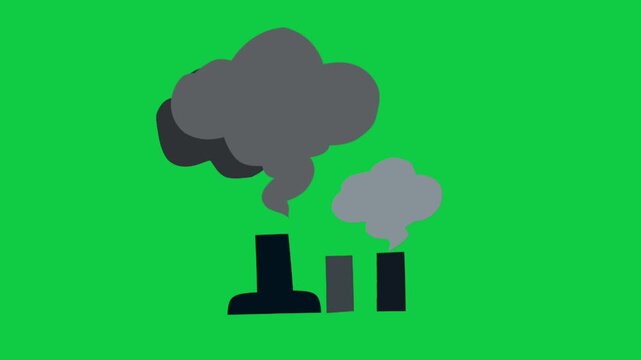 2D Animated Factory Smoke with Pollution Detail for Environmental Issue Theme