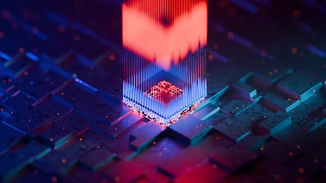 Quantum Chipset Digital Data Core Futuristic Technology Animation