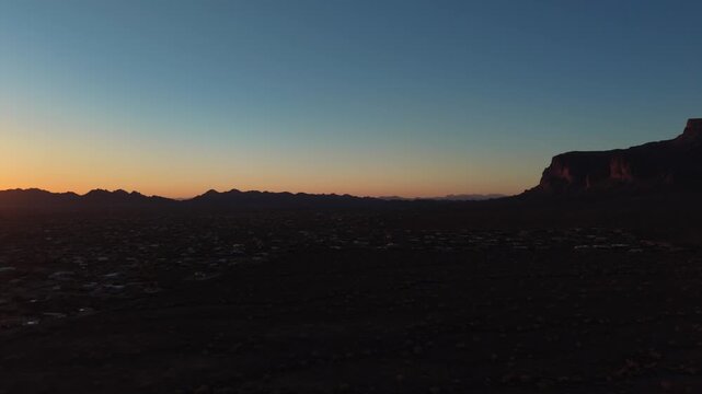 Aerial Sunset View of Superstition Mountains Near Apache Junction, Arizona in 4K