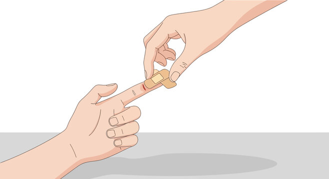 Applying bandage to injured finger