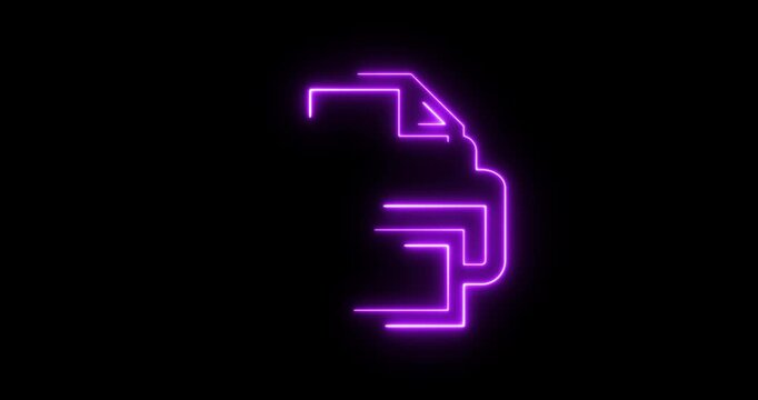 Neon Printer Icon Glowing Purple on Black Background &ndash; Digital Printing Technology Symbol 4k.
