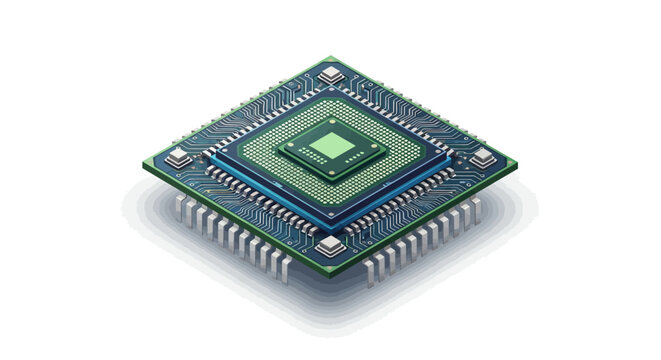 Microchip electronic component closeup view.