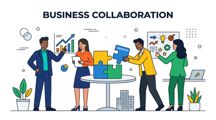 Naklejka premium Business Collaboration: Teamwork, Strategy, and Growth Concept