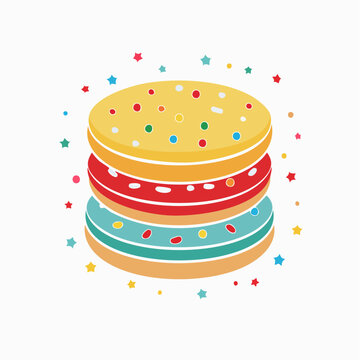 Stack of Colorful Pancakes with Sprinkles and Stars