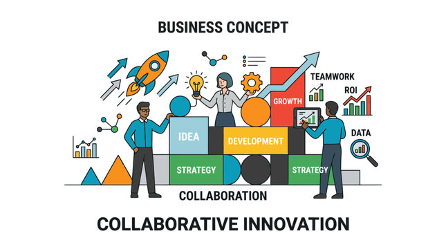 Collaborative Innovation Business Concept: Strategy, Idea, Development, Growth, Teamwork