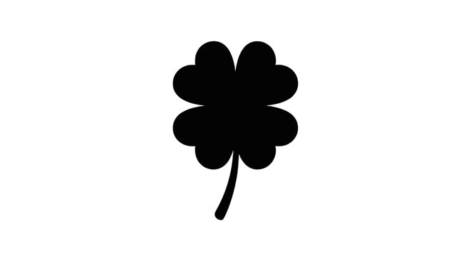 Vector illustration of black silhouette of a fourleaf clover on a transparent background