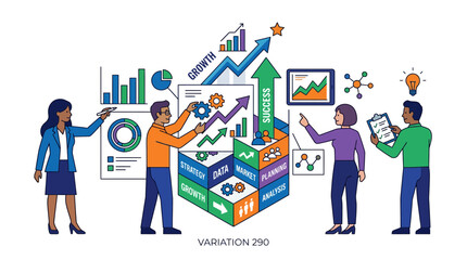 Naklejka premium Business team analyzing data and planning for growth and success