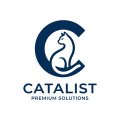 Obraz premium Catalist Premium Solutions Logo with Cat Silhouette Inside Letter C.