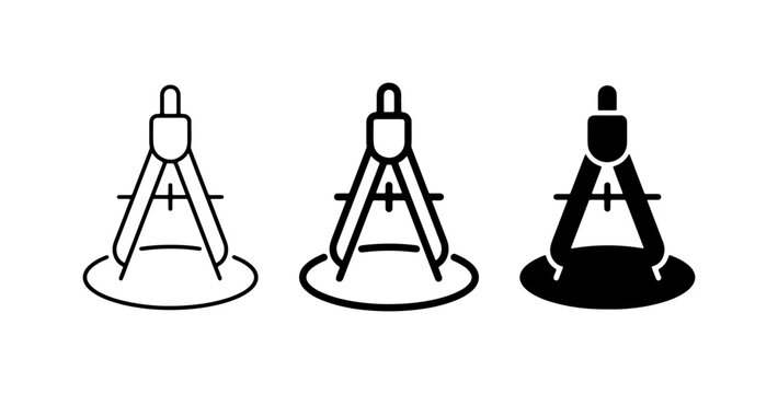 Architectural Compass Icons, Geometric Tool Vector Set, Precision Drafting Instrument Graphics