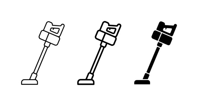 Cordless Vacuum Cleaner Icons, Modern Handheld Device Vector Set, Cleaning Equipment Graphics