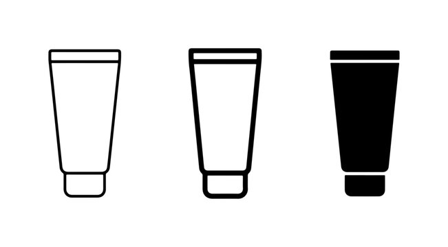 Cosmetic Cream Tubes, Skincare Packaging Icons, Beauty Product Containers, Vector Set
