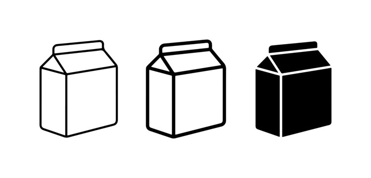 Milk Carton Icons, Dairy Packaging Vector Graphics, Beverage Container Symbols