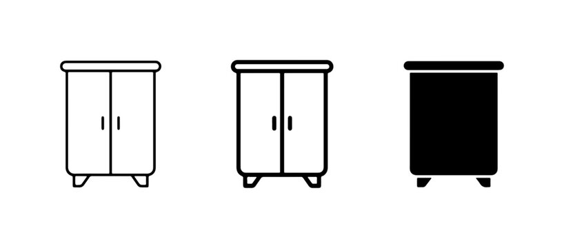Wardrobe Icons, Cabinet Symbols, Furniture Vector Graphics, Storage Unit Illustrations