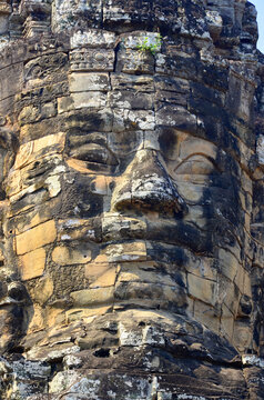 The Bayon is a well-known Khmer temple at Angkor in Cambodia. Built in the late 12th century or early 13th century as the official state temple of the Mahayana Buddhist King Jayavarman VII,