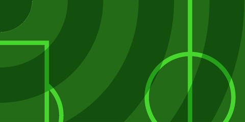 Abstract green background with soccer field markings, geometric shapes and circular patterns, modern sports design element for banners and posters © Tanjir