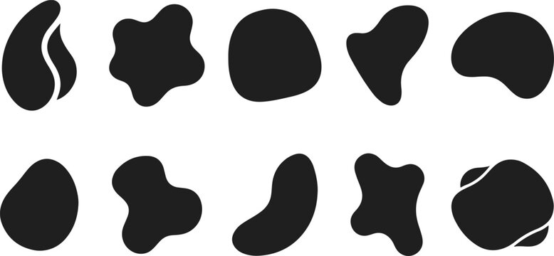 Black kidney bean shapes on white background