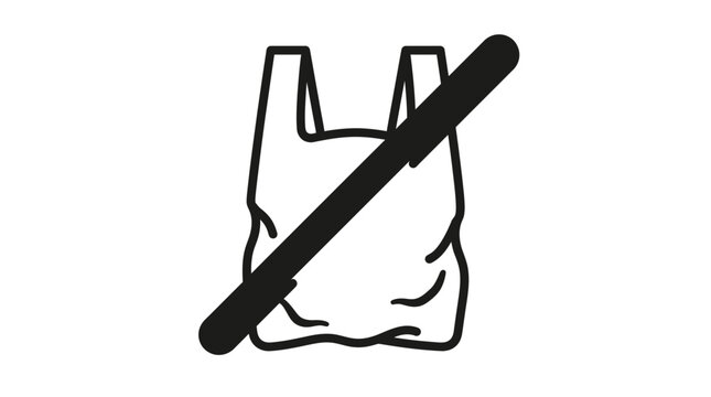 Plastic Bag Ban Icon: No Single-Use Carrier Symbol, Eco-Friendly Alternative