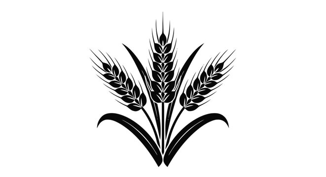 Vector illustration of black and white vector illustration of a wheat sheaf on a transparent background