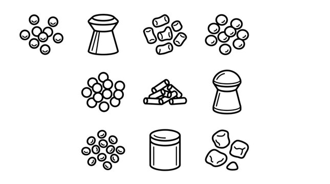 Set of Airgun Pellets and Bullets Icons