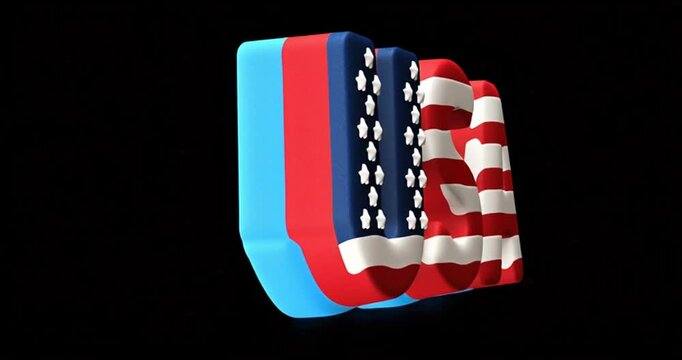 America 250 years anniversary, USA Independence, USA Flag Text isolated black background, 4 for july. 4K video