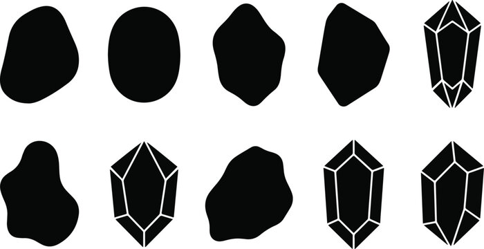 Black crystals and white background