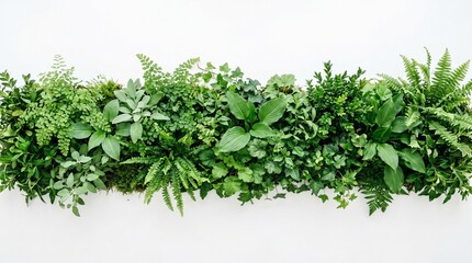 Obraz premium Lush green plant wall with varied foliage