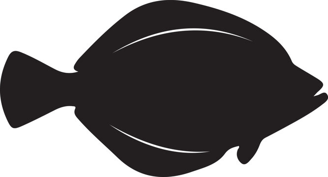Black silhouette of flatfish vector icon 