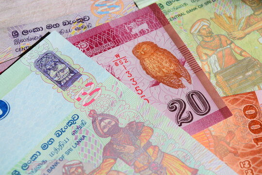 Colorful Sri Lankan rupee banknotes 