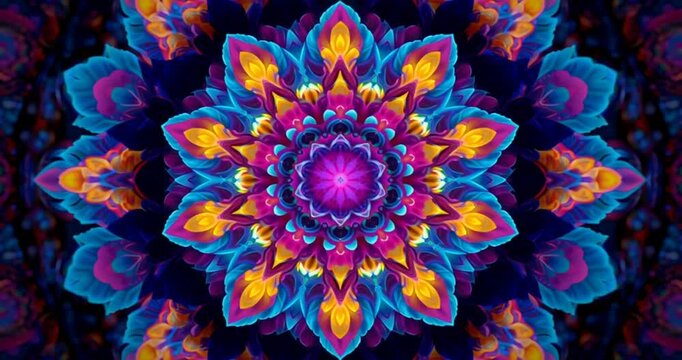 Abstract Digital Mandala Geometry Multicolor Kaleidoscope Flower Loop davi 