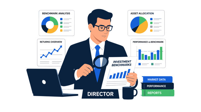 Director Analyzing Data Charts In Office.