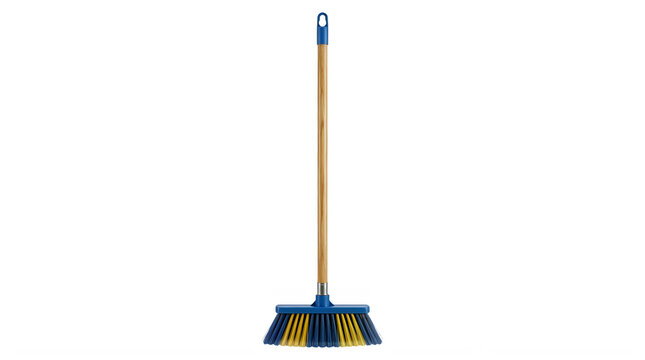 Household cleaning broom on transparent background