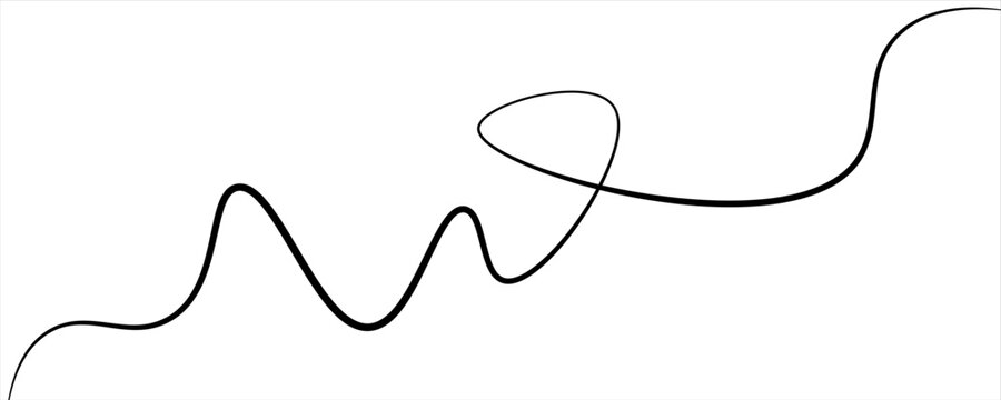 Thin line wavy abstract vector background. Thin wavy line seamless pattern. Abstract black lines wave curve motion on white background. Curve wave seamless pattern. Vector illustration.