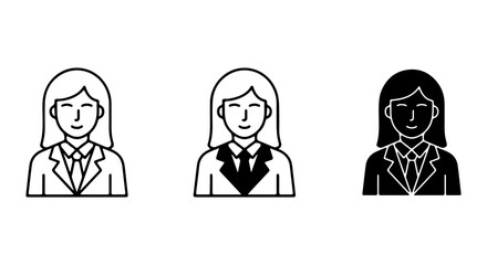 Fototapeta premium Business Woman Icons, Professional Female Avatar Set, Corporate Person Silhouette Collection
