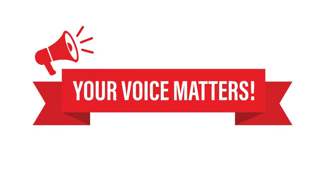 Bright red vector illustration featuring a megaphone and ribbon banner with important bold text message