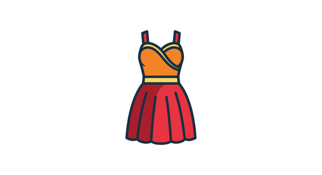 Little Diva Dress Line art clean abstract creative illustration.eps