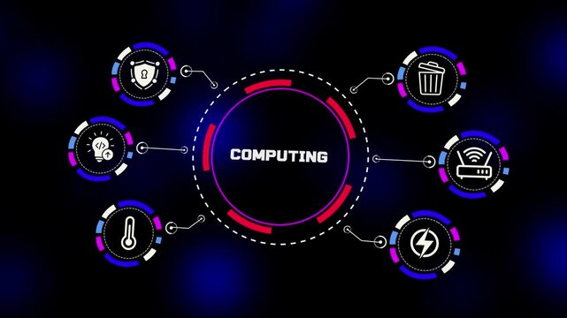 Computing Infrastructure Concept with Digital Systems, Software Development Workflow, Intelligent Automation, Technology Integration and Network Architecture.