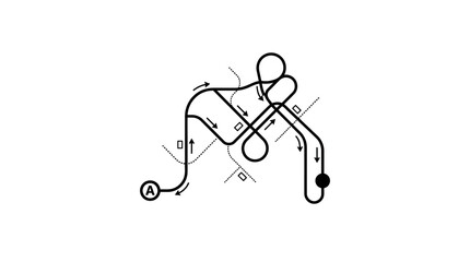 Abstract Maze Path with Arrows and Start Point A to End Point © star_