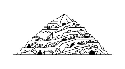 Naklejka premium Waste mountain illustration, landfill, garbage heap, recycling concept