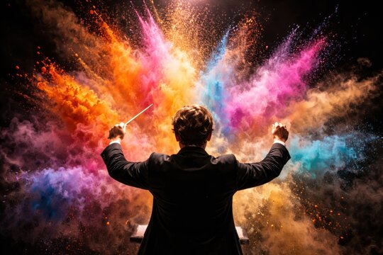 Conductor orchestrates vibrant color explosion.