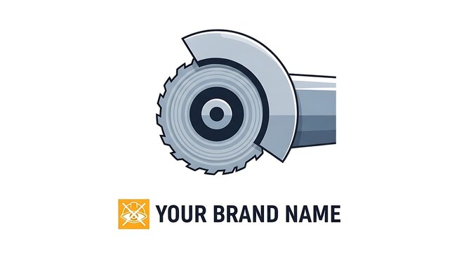 Circular saw blade icon for construction logo design